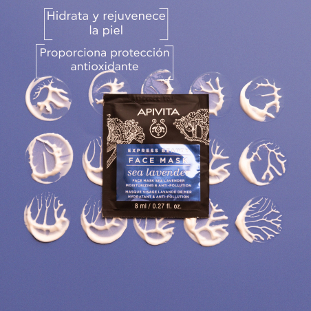 Express Beauty Mascarilla Facial Hidratante y Anti-polución con Lavanda de Mar 2x8 ml